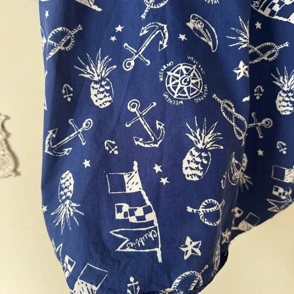 Chubbies the Nutter Nautical Anchor Summer Beach Popover Shirt M